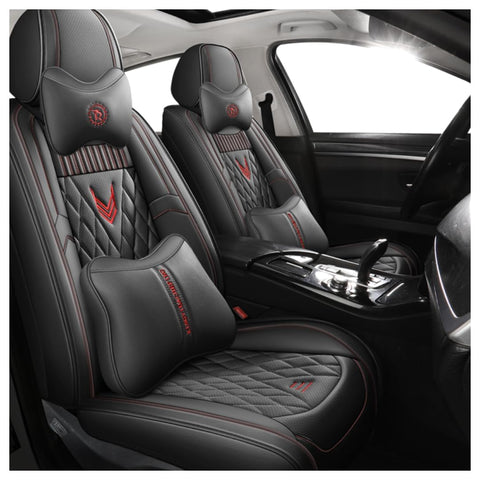 KAMNIK Car Seat Covers,For Mitsubishi Pajero V97 2007-2022,Full Set Car Leather Seat Covers Sets Protector Accessories,A-Black Deluxe