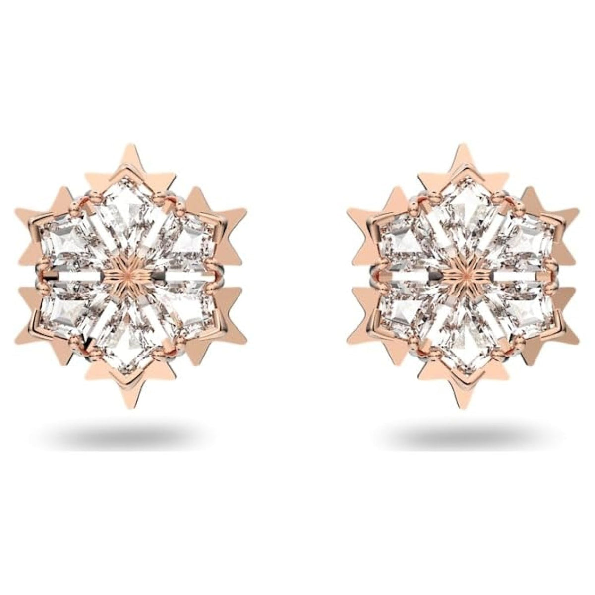 Swarvoski Magic stud earrings Snowflake White Rose gold-tone plated