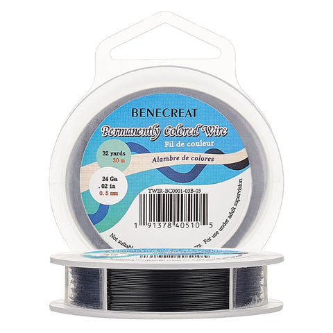 BENECREAT 98-Feet 0.02inch (0.5mm) 7-Strand Black Bead String Wire Nylon Coated Stainless Steel Wire for Necklace Bracelet Beading Craft Work
