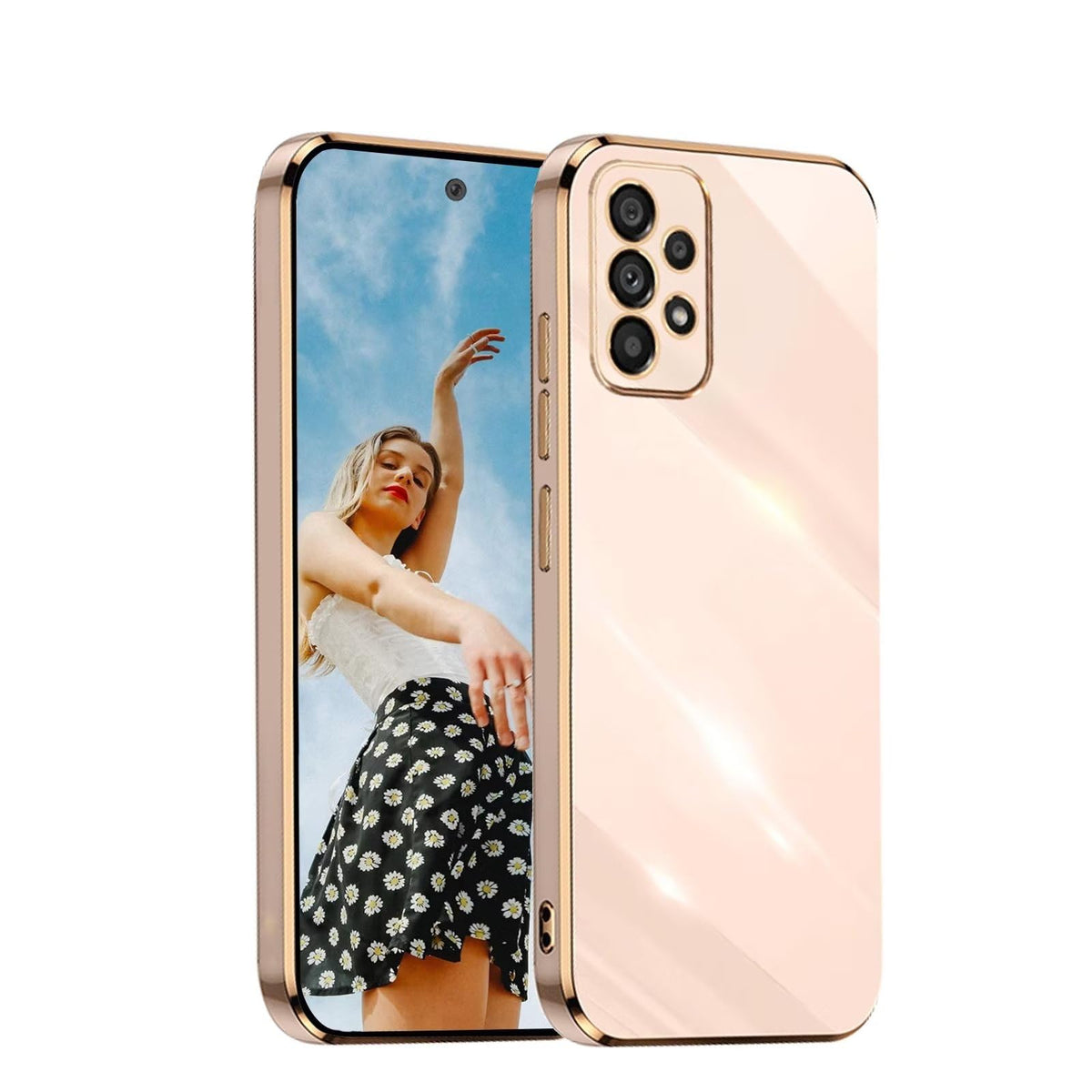 Kaywzo Case for Samsung Galaxy A72 4G/5G,Shiny Plating Silicone Case, Slim Soft TPU Anti-Scratch Cover,Ultrathin Shockproof Phone Protective Case-Pink