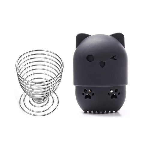Makeup Sponge Holder, Beauty Sponge Holder + Makeup Blender Travel Case Beauty Egg Powder Puff Drying Stand & Travel Case - Black + Silver (Black)