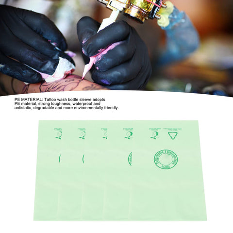 100pcs Tattoo Wash Bottle Bag, Disposable Tattoo Wash Bottle Sleeve, Waterproof Tattoo Squeeze Bottle Bag for Shop Salon