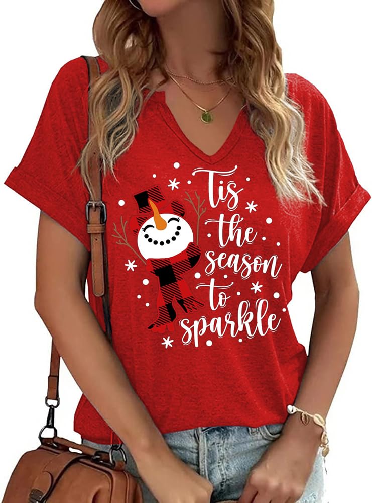 Tis The Season Halloween T-Shirt Womens Funny Pumpkin Short Sleeve Shirts Fall Season Graphic Tee Tops, X-red-1, L