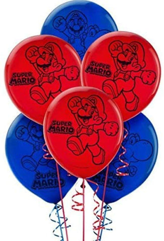 Super Mario Brothers Multicolor Latex Confetti Balloons - 12" (6 Pc) - Perfect for Nintendo Themed Parties & Celebrations