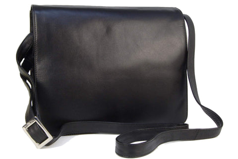 VISCONTI - Women's Cross Body Bag - Atlantic Leather - Office Work Organiser Messenger Bag - Flap Over Shoulder Handbag - Fits Tablets - Multiple Pockets - TESS - 754 - Black