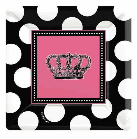 Amscan Rocker Princess Birthday Party Dessert Paper Plates Disposable Tableware (8 Pack), 7", Black/Pink