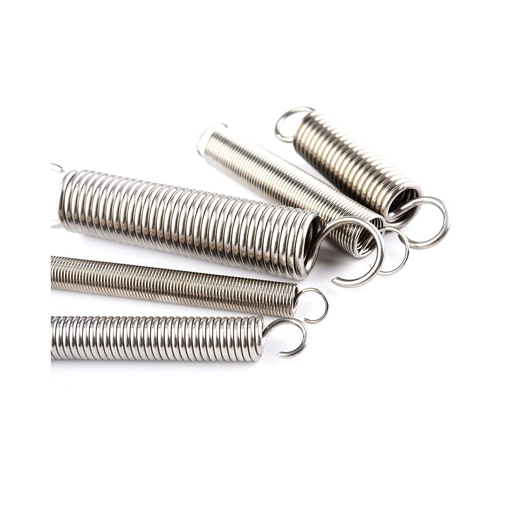 304 Stainless Steel S Hook Cylindroid Helical Pullback Extension Tension Coil Spring,1.2mmÃ—10mm,Length 100mm (2PCS)