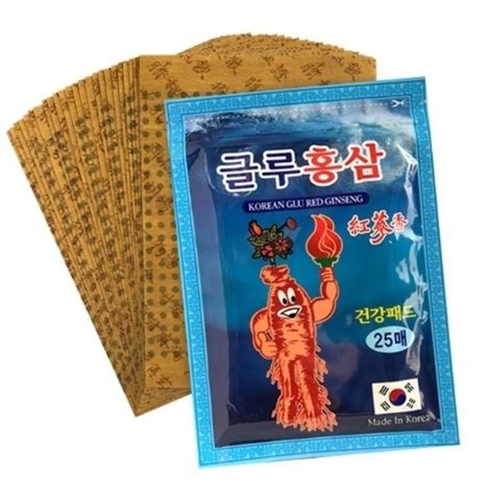 Korean Glu Red Ginseng Pain Relief Patch Saponin Plaster Pads 4 Box (100EA)