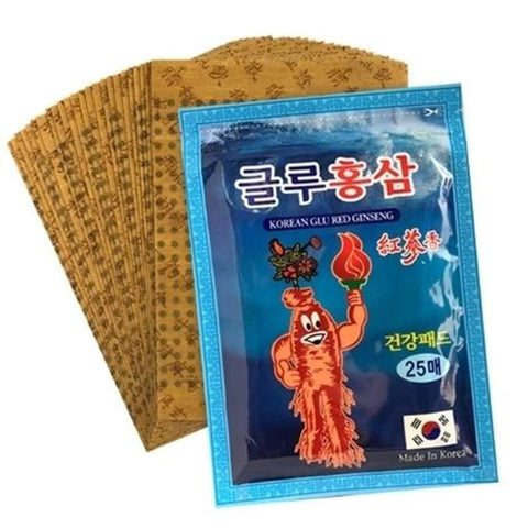 Korean Glu Red Ginseng Pain Relief Patch Saponin Plaster Pads 4 Box (100EA)