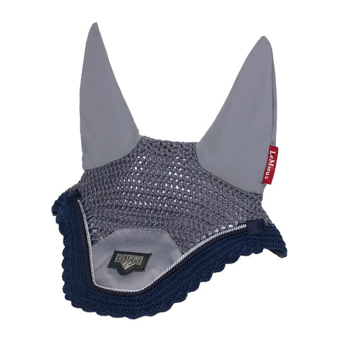 LeMieux Twilight Grey Loire Horse Fly Hood - Handmade Crochet - Soft Lycra Ears - Comfortable Fit Equestrian Mask - Sport Horse Wear - Medium