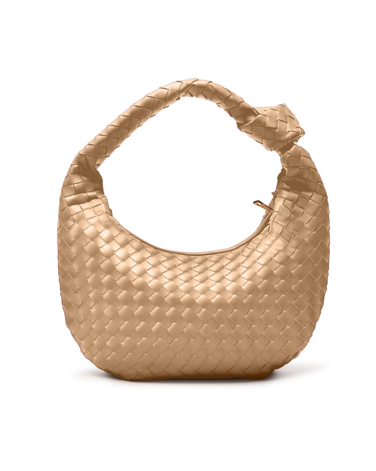 Apryl Woven Purse for Women - Woven Tote bag for Women - Knotted Slouchy Large Shoulder Bags - Soft Vegan Leather - Beige