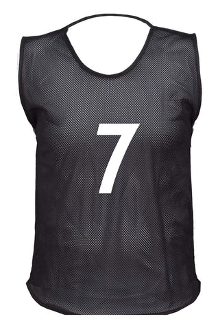 10 MESH BIBS FOOTBALL TRAINING SPORTS BIBS PRINTED NUMBER (1-10 OR number of your choice) Back only (Black, Youth (Men's Small to Medium))