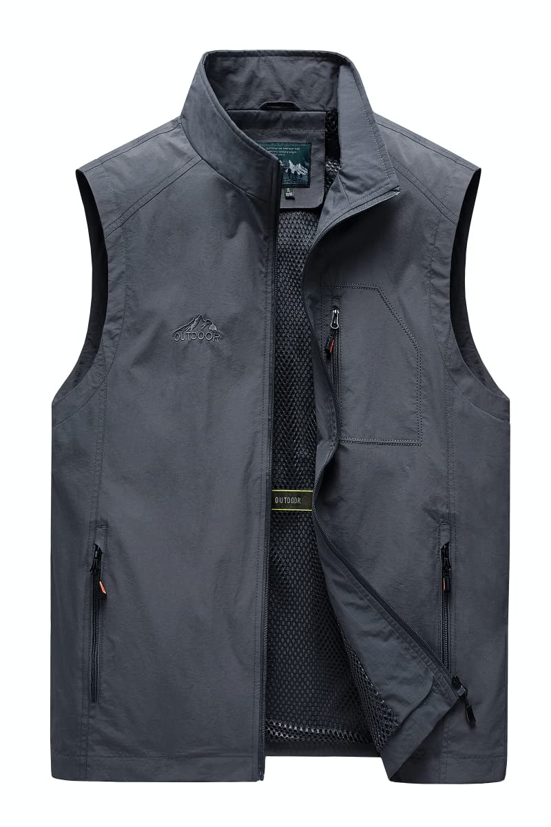 MeiLayM Mens Outdoor Fishing Vest Multi Pockets Quick Dry Vest Lightweight Sleeveless Jacket Breathable Photography Waistcoat Camping Hunting Top Utility