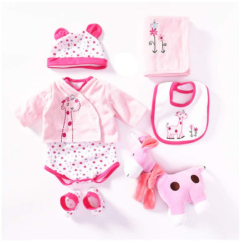 Reborn Baby Doll Girl Clothes 55 cm for 20-23 inch Reborn Dolls Clothing Outfit 7 Pieces Sets