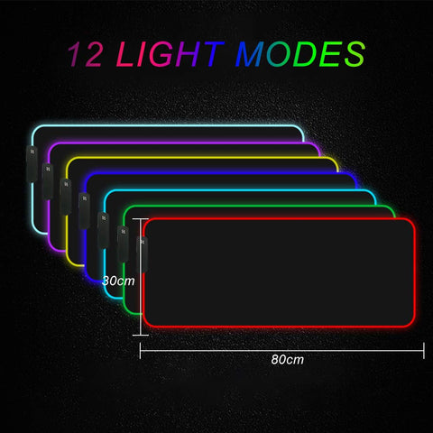 Personalized RGB LED Gaming Mouse Pad Make Your Own Customized Large Gaming Mousepad Custom Mouse Mat for Office Dorm Personalised Gifts Presents for Gaming Lovers, 31.5x11.8in