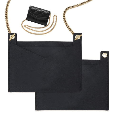 WADORN 2pcs Felt Purse Insert Organizer, Pocket Insert Liner Mini Handbag Shaper Bag in Bag Rectangle Envelope Bag Organizer Insert for Women Clutch Pochette Coin Purse, 8.7x7.2 Inch, Black