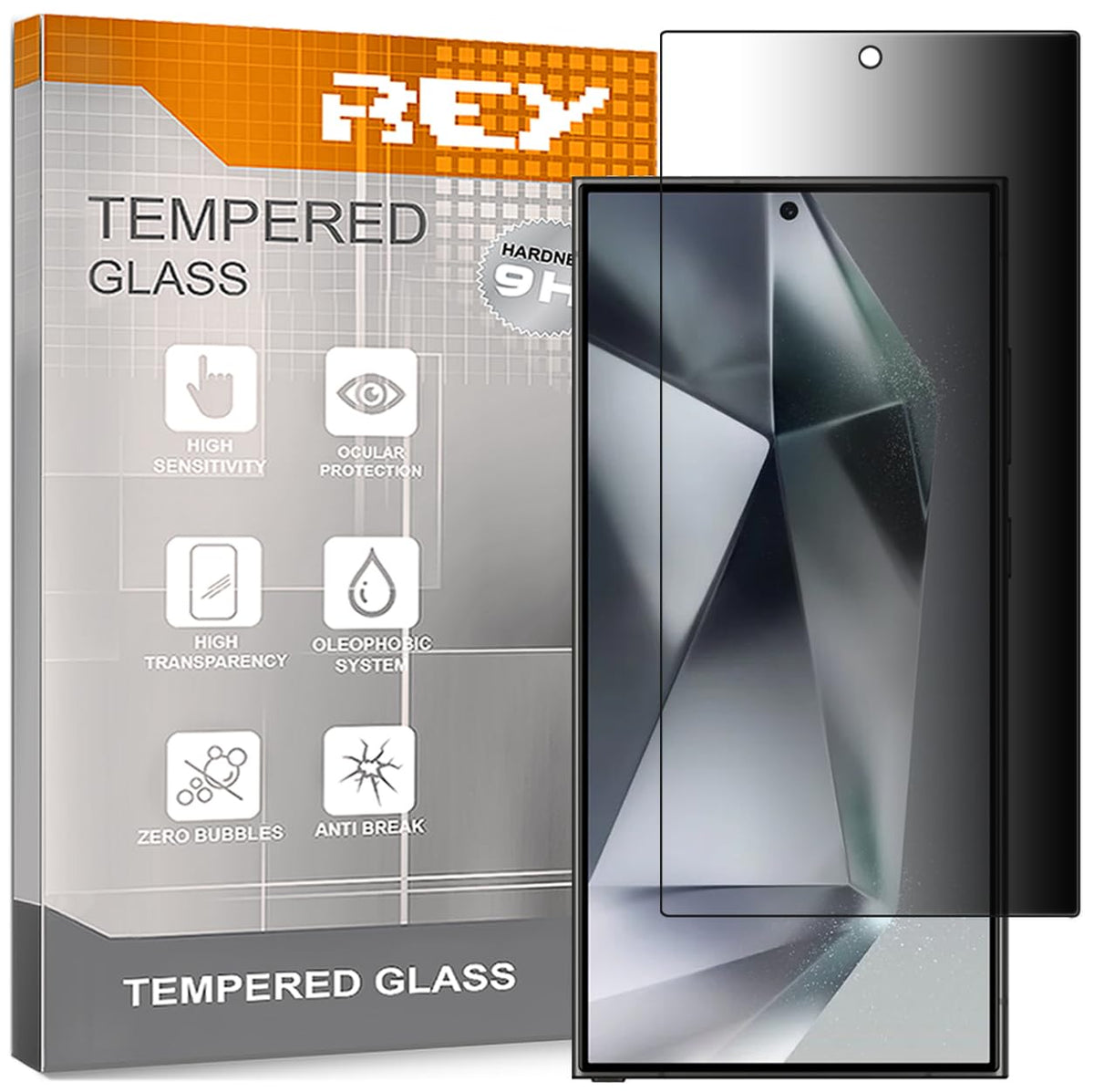 REY Anti-Spy Screen Protector for Samsung Galaxy S24 Ultra, Premium Tempered Glass