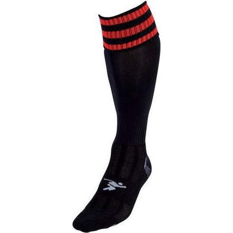 PT 3 Stripe Pro Football Socks Boys Black/Red, K-REY-709BBS