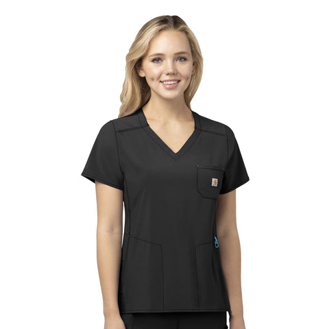 Carhartt Women's Modern Fit Chest Pocket Top, Black, XL