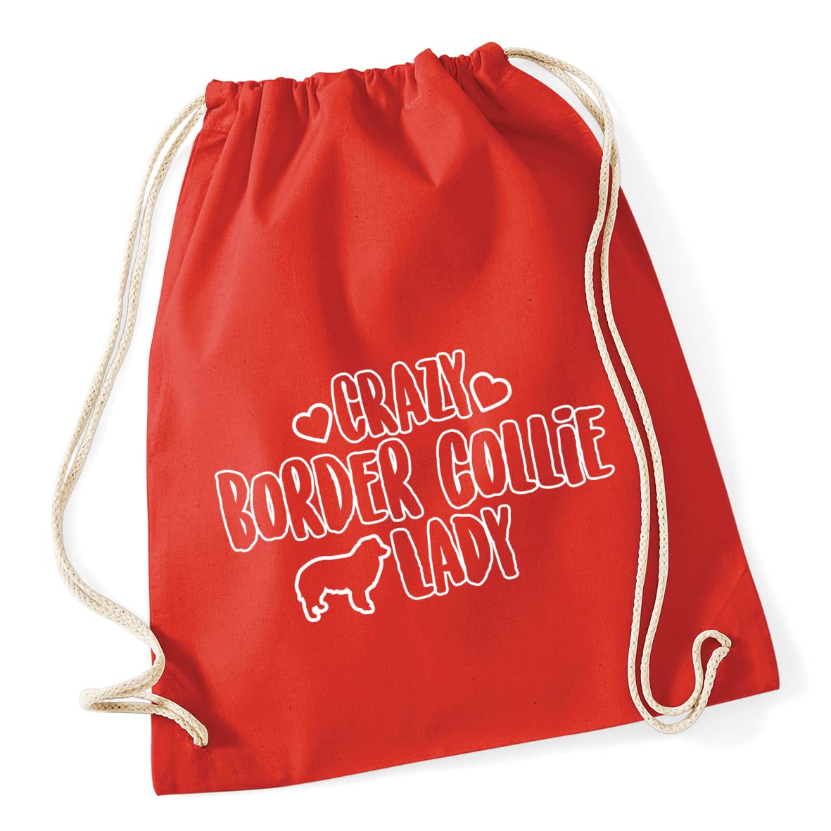 HippoWarehouse Crazy border collie lady dog Drawstring Cotton School Gym Kid Bag Sack 37cm x 46cm, 12 litres