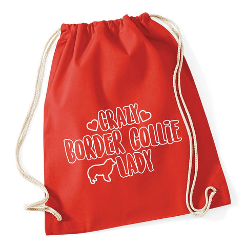 HippoWarehouse Crazy border collie lady dog Drawstring Cotton School Gym Kid Bag Sack 37cm x 46cm, 12 litres