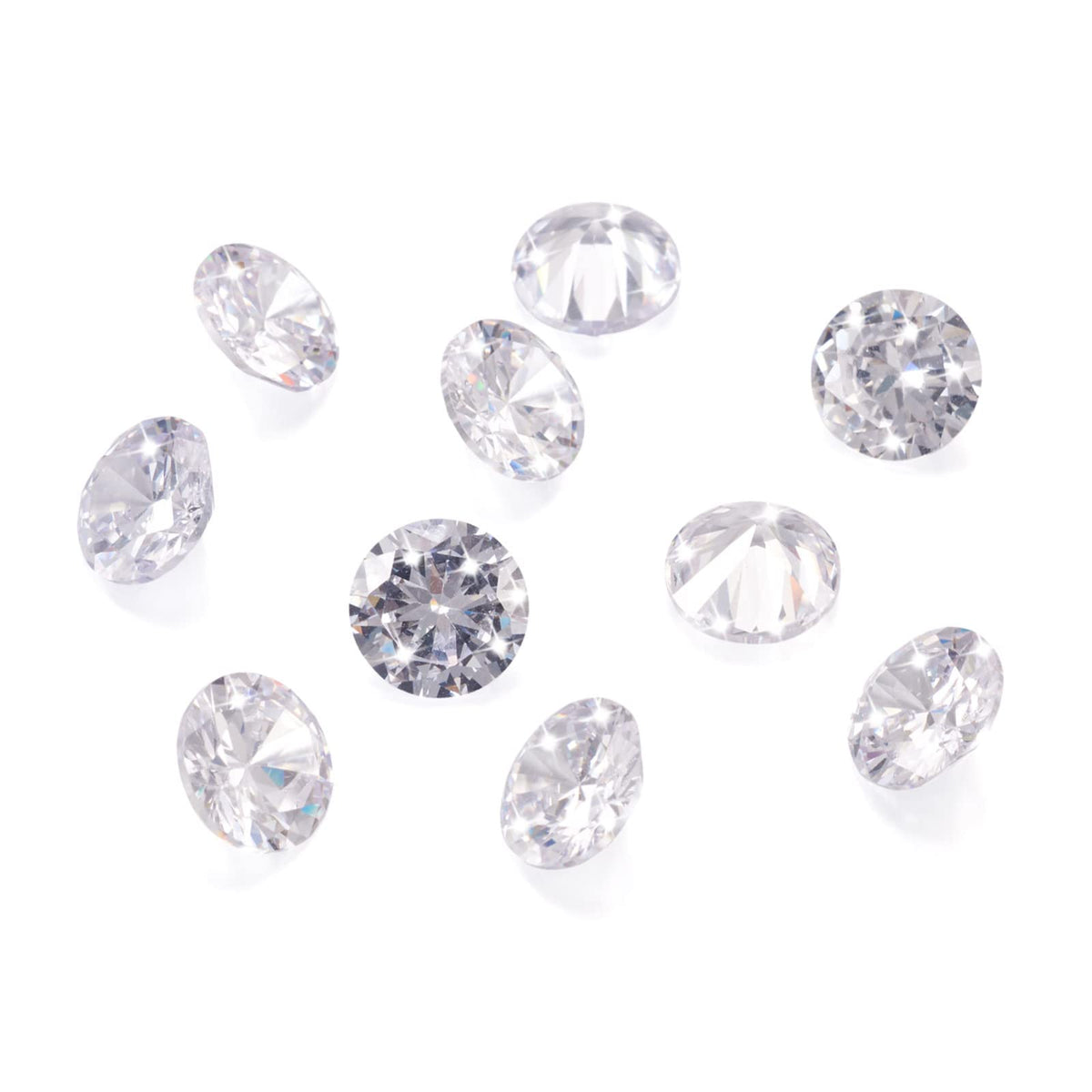 PandaHall 10pcs Faceted Clear Cubic Zirconia Stones Loose CZ Stones 10mm Grade A Rhinestone Cabochons Crystal Diamond Beads for Nail Art Craft Jewelry Making