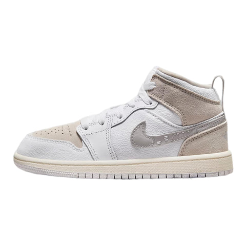 Jordan 1 Mid PS White/LT Orewood Brown-Tech Grey FB9141-120 11c