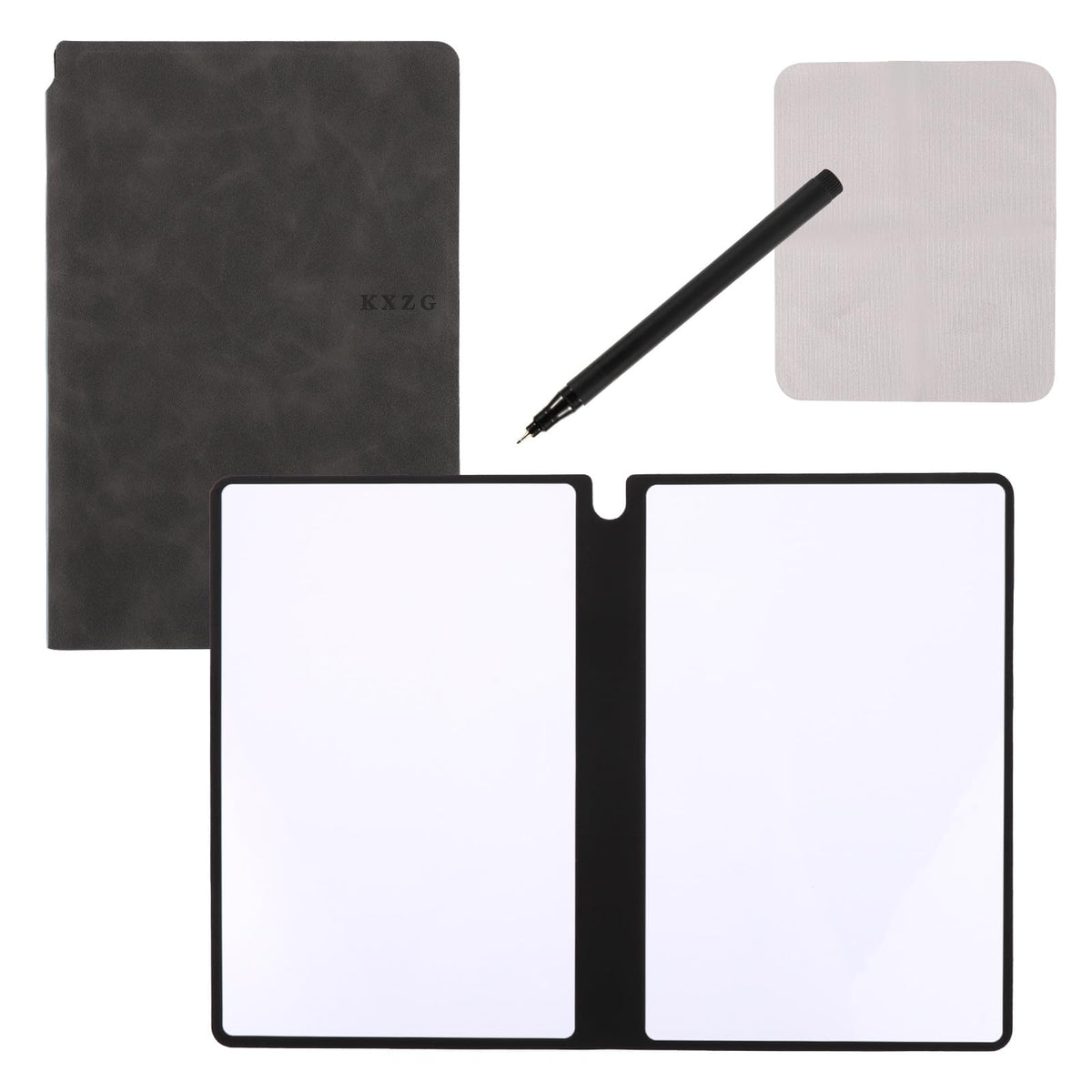 Portable A5 Dry Erase Notebook, 9.4x6.5 Inch Reusable Dry Erase Notebook Erasable Notebook Whiteboard Notebook for Business Home Office (Deep Grey)