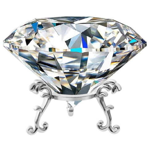 LACGO 3.15'' Clear Crystal Diamond with Stand, Nails Desk Display Jewels, Diamonds for Wedding or Home Table Centerpiece Decoration or Nails Desk Display, Diamond Paperweight