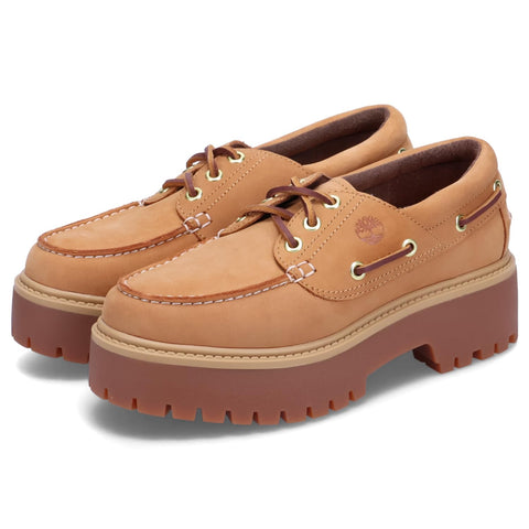 Timberland Women's Stone Street Platform Boat Shoe, Wheat, 7