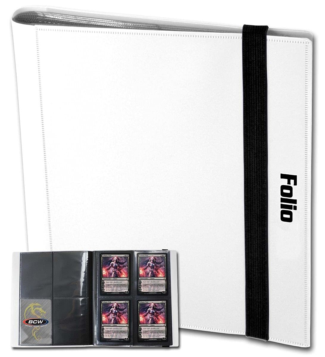 BCW Pro-Folio 4-Pocket Card Album - White | Side-Loading Design, Trading Card Binder, Holds up to 160 Cards | Perfect Storage and Display Solution for Sports, Trading, and Gaming Card Collections