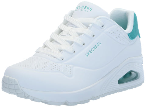 Skechers Women's Uno-pop Back Sneaker, White/Mint, 5