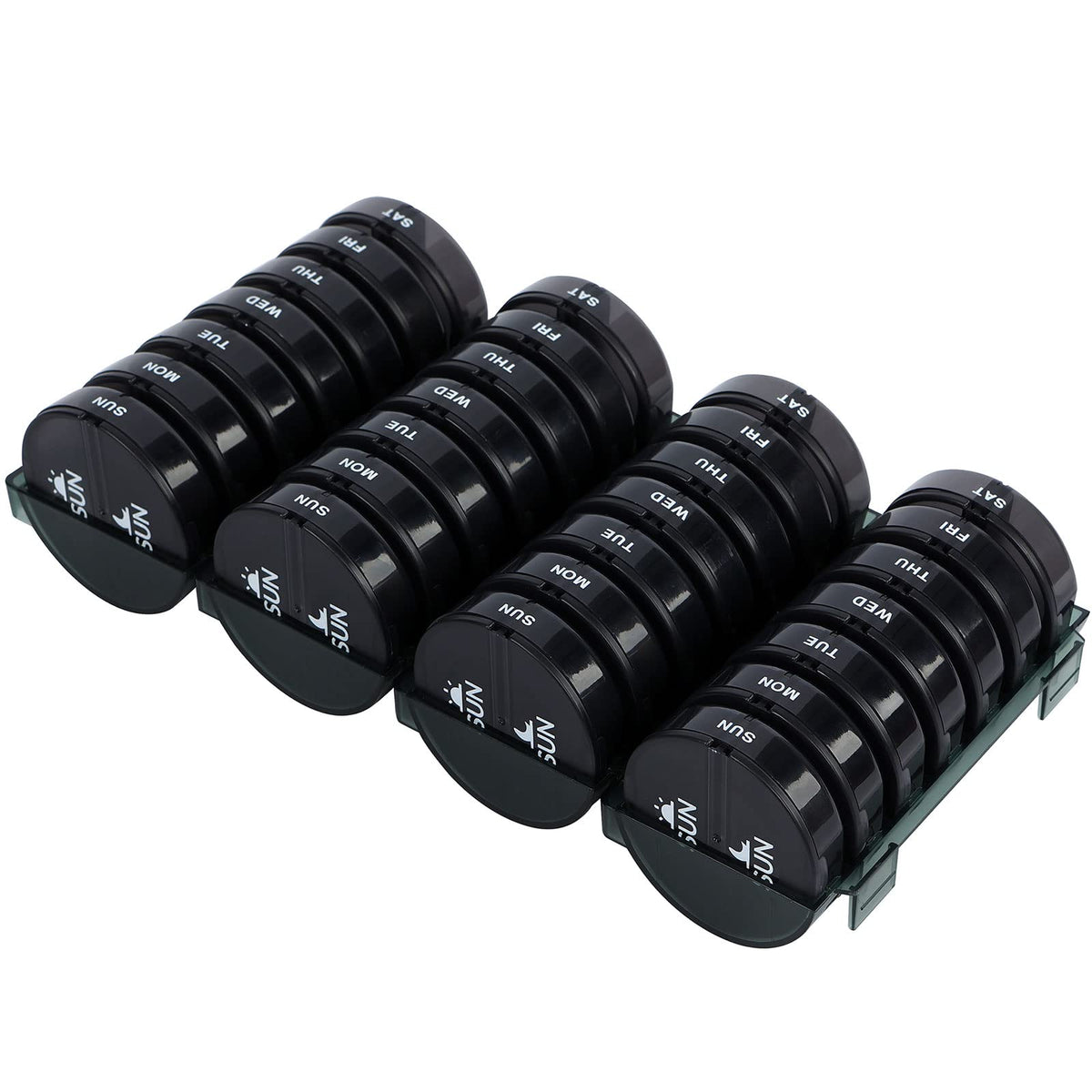 XL Monthly Pill Organizer 2 Times A Day, AM/PM One Month Pill Box 28 Day,Daily Pill Case Large 4 Week Big Compartments for Pills Vitamin Fish Oil Supplements (Black)