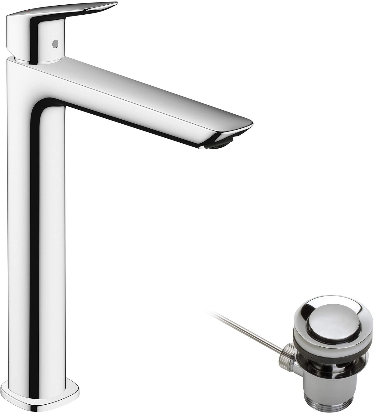 hansgrohe Logis Basin Mixer Tap 240 Fine with pop-up waste set, chrome, 71257000