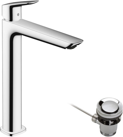 hansgrohe Logis Basin Mixer Tap 240 Fine with pop-up waste set, chrome, 71257000