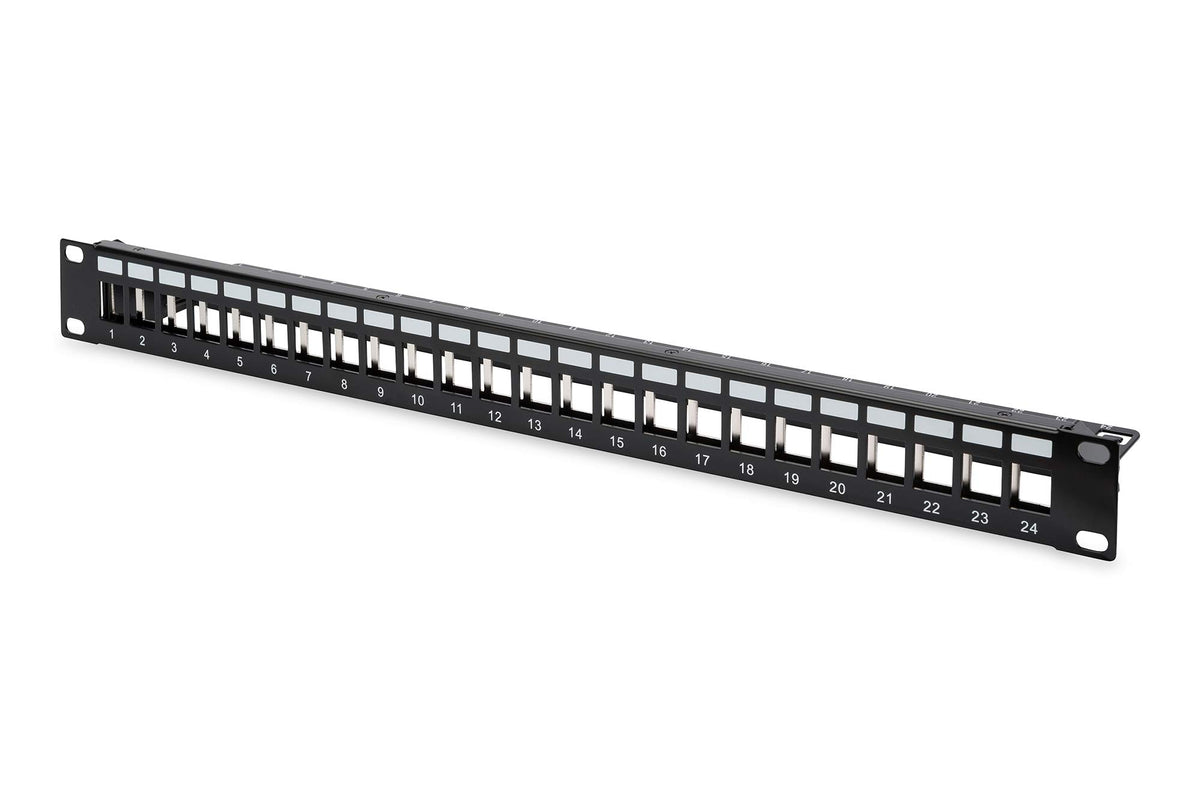 DIGITUS patch panel - modular - for Keystone modules - 19-inch - 24-port - shielded - 1U rack mount - black