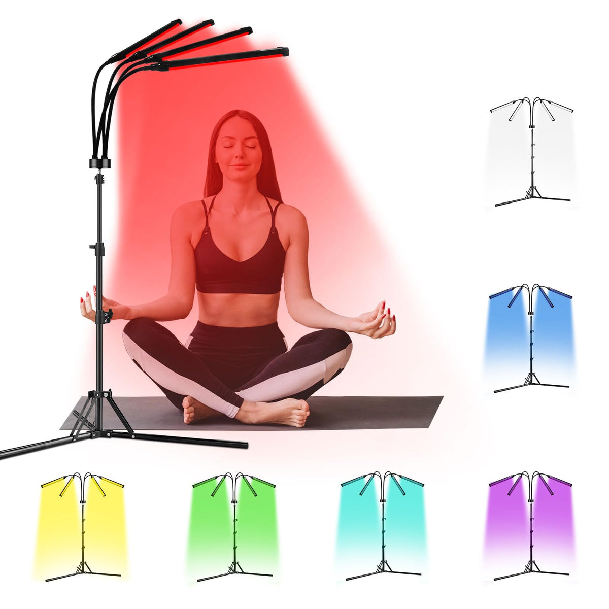 Red Light Therapy for Body, 7 Colors LED Red Light Therapy Lamp with Stand Timer, Deep Red Light Therapy Device for Face