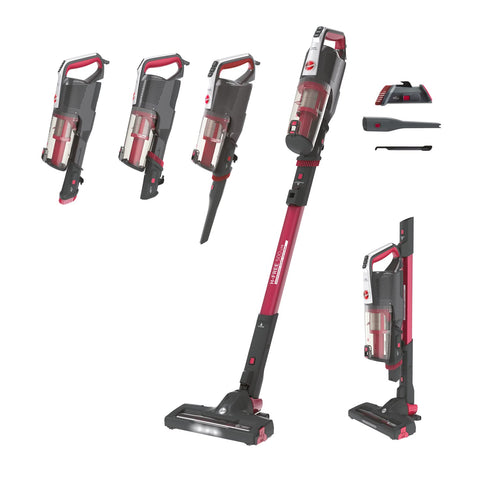 Hoover HF522LHM 39400963, H-Free 500 Lite HF522LHM-Cordless Broom Vacuum Cleaner, Storage 69 cm, 45mins Removable Battery, Direct Pulse Motor, Cyclonic, Complete Set Accessories, Red, 0.45 litres