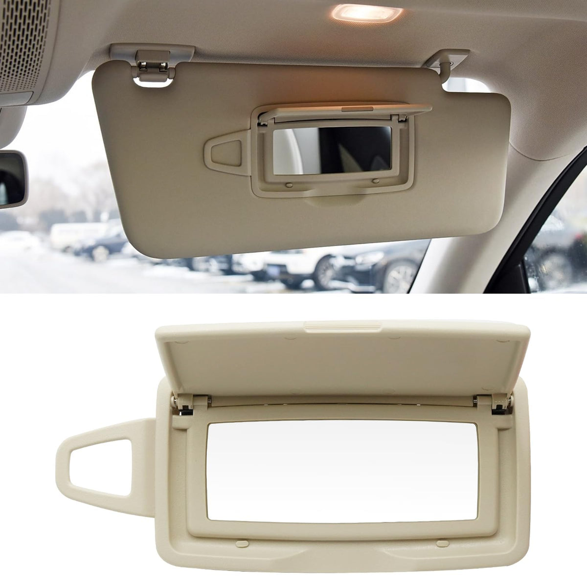 Compatible with Mercedes Benz Sun Visor Mirror Cover,Front Visor Illuminated Mirror Cover Replace for W166 X166 W292 W205 W253 C GLC M Class 2015-2021,1PC Right Side Sun Visor Makeup Mirror Cap,Beige