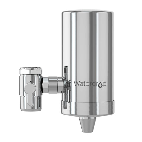 Waterdrop WD-FC-06 NSF Certified Stainless-Steel Faucet Water Filter, Carbon Block Water Filtration System, Tap Water Filter, Reduces Chlorine, Odor and Bad Taste (1 Filter Included)