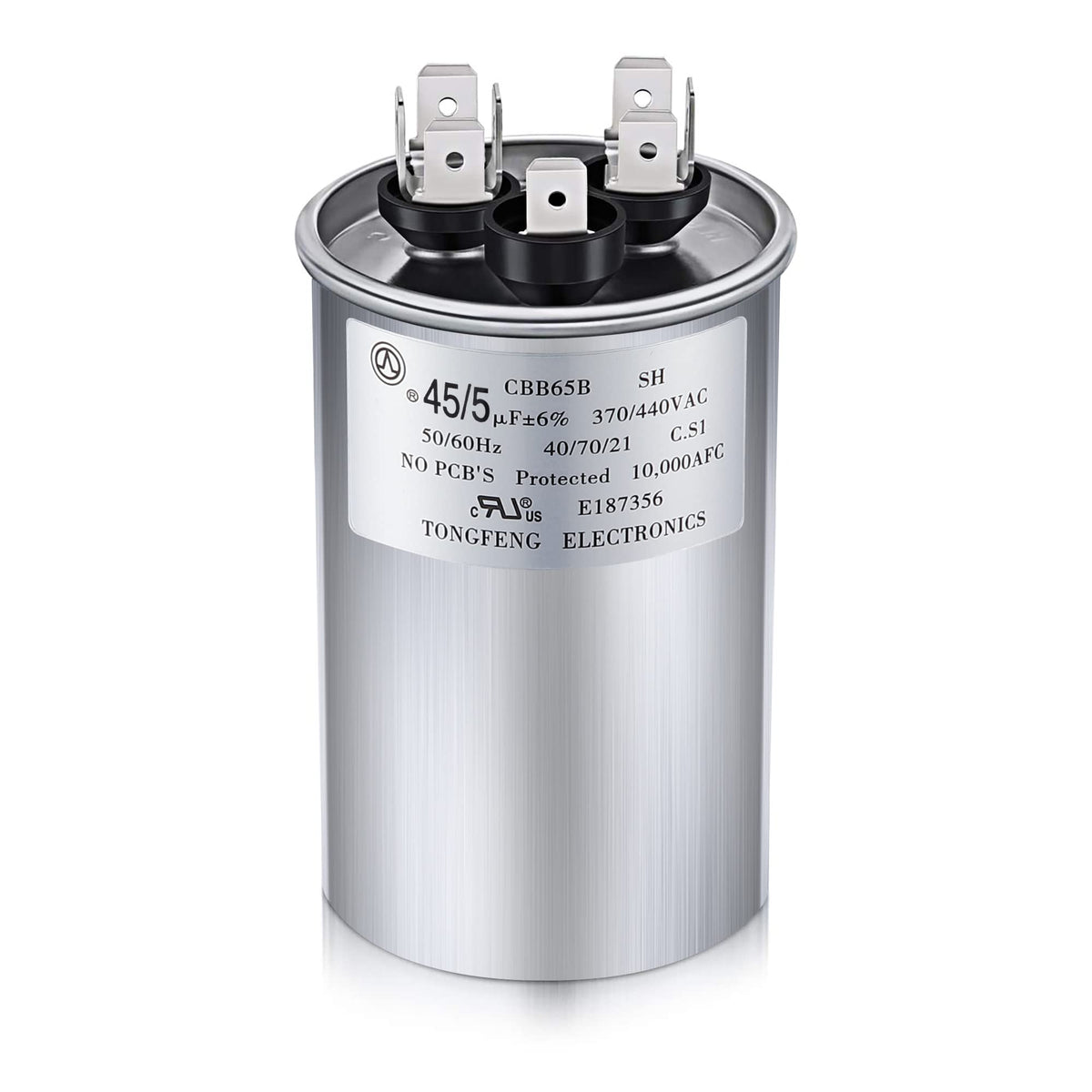 Frienda 45+5 MFD 45/5 uf Â±6% 370V or 440V VAC Dual Run Round Capacitor, 45 5 Start Capacitor for AC Air Conditioning Unit, Condenser Straight Cool or Heat Pump (1 Pcs)