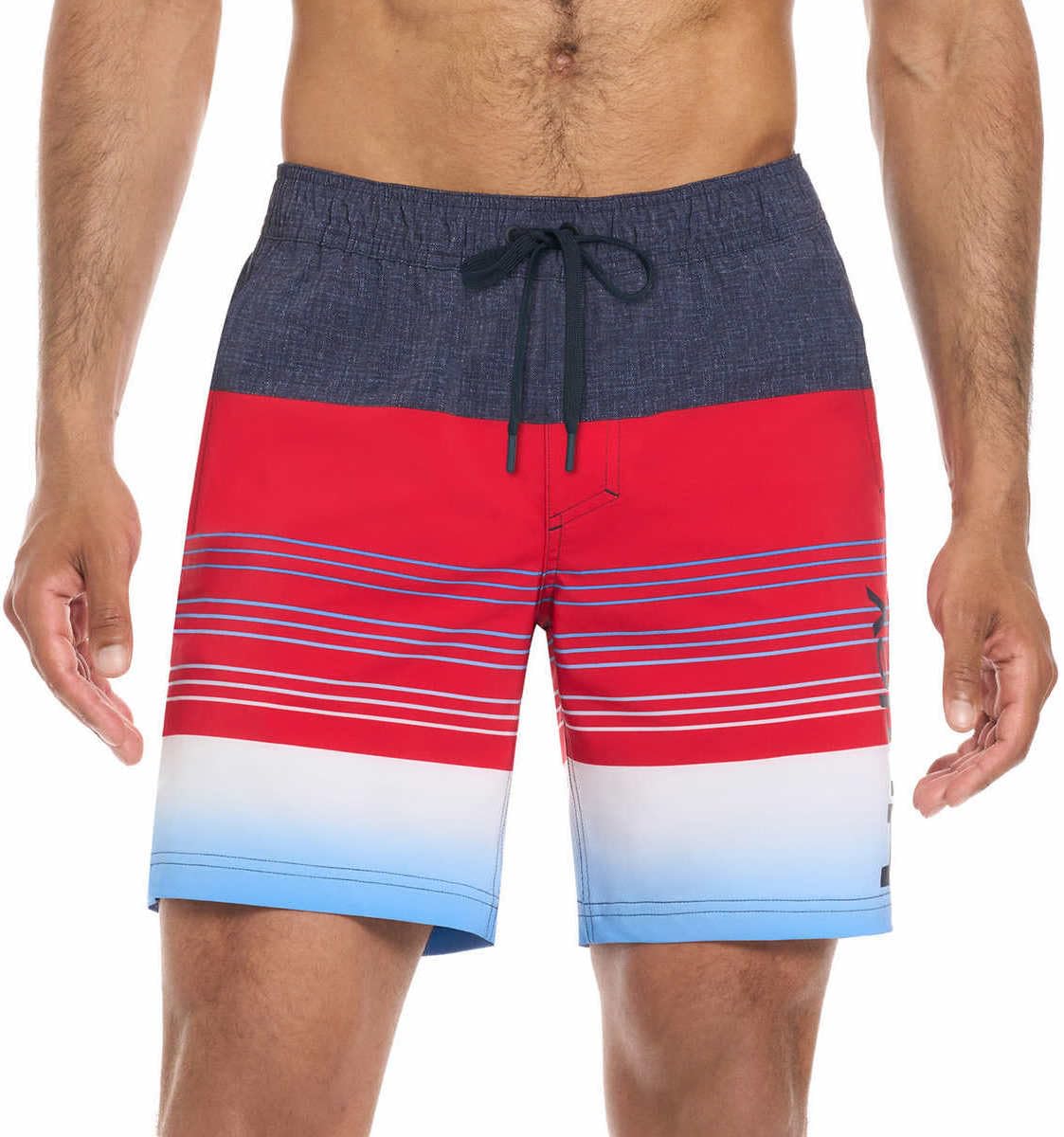 Hurley Mens Lightweight Volley Swim Short Trunk (US, Alpha, XX-Large, Regular, Regular, Multi Red/Blue)