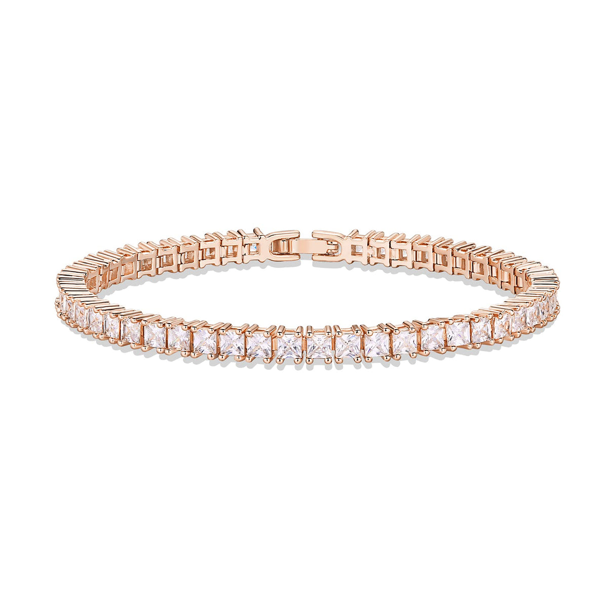 PAVOI 14K Gold Plated Cubic Zirconia Classic Tennis Bracelet | Rose Gold Bracelets for Women | 3mm CZ, 7.5 Inches