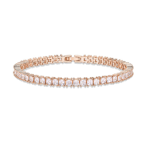 PAVOI 14K Gold Plated Cubic Zirconia Classic Tennis Bracelet | Rose Gold Bracelets for Women | 3mm CZ, 7.5 Inches
