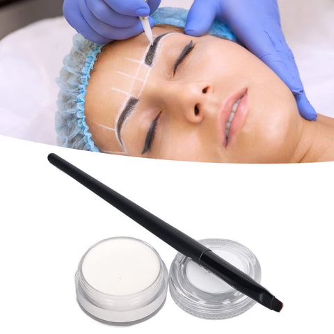 Eyebrow Mapping Kit, White Brow Paste Safe Clear Lines Light Texture Brow Mapping Kit Eyebrow Mapping Paste Brow Paste Brush Kit with Brush Easy To Remove for Eyebrow and Lip
