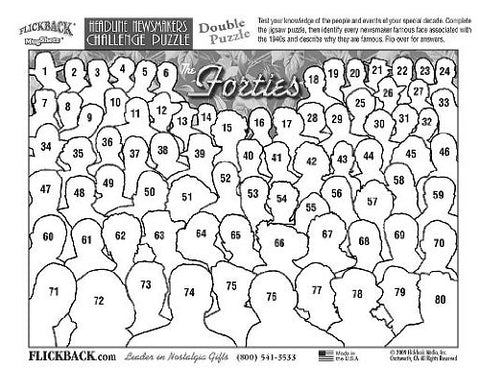 Flickback 1940's Headline Newsmakers Jigsaw Puzzle - Nostalgic 80th or 85th Birthday Gift - Made in USA