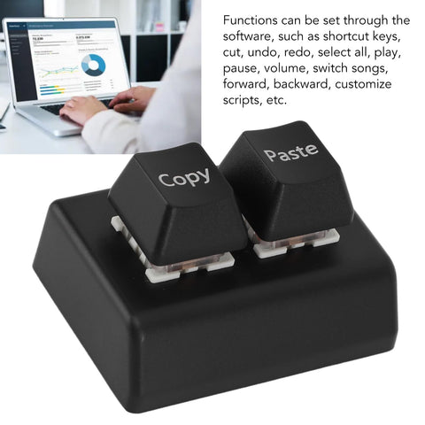 ciciglow 2 Keys Copy Paste Red Switch USB C Mini Mechanical Keypad, Plug and Play, Programmable Design, Suitable for Gaming Office Media