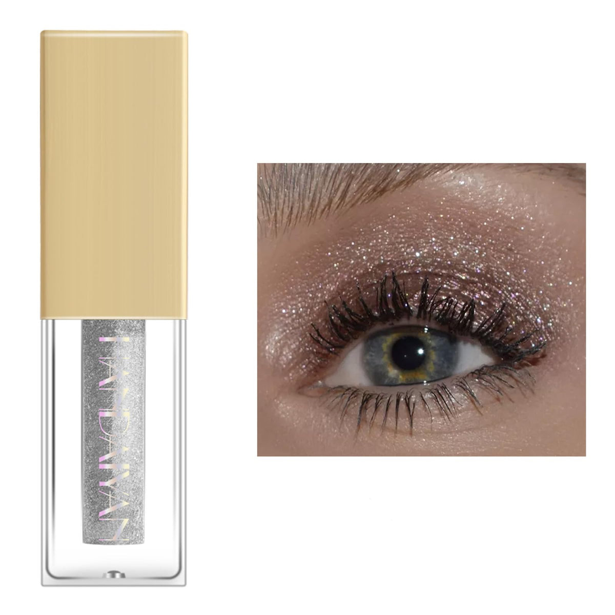 Gray Glitter Liquid Eyeshadow Eyelid Color,Highly Pigmented Liquid Shimmer Eyeshadow Eye Glitter Makeup,Dry Fast Long Lasting Eye Makeup Eye Look,07