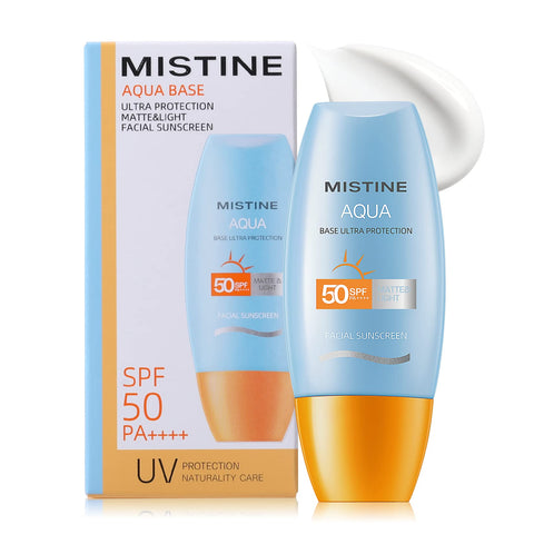 MISTINE Daily Face Sunscreen 1.35 fl.oz SPF 50 for Sensitive Skin, Non-Greasy No White Cast, Fast Absorbing Lightweight UV Sheild, Waterproof Formula, Vegan & Cruelty Free