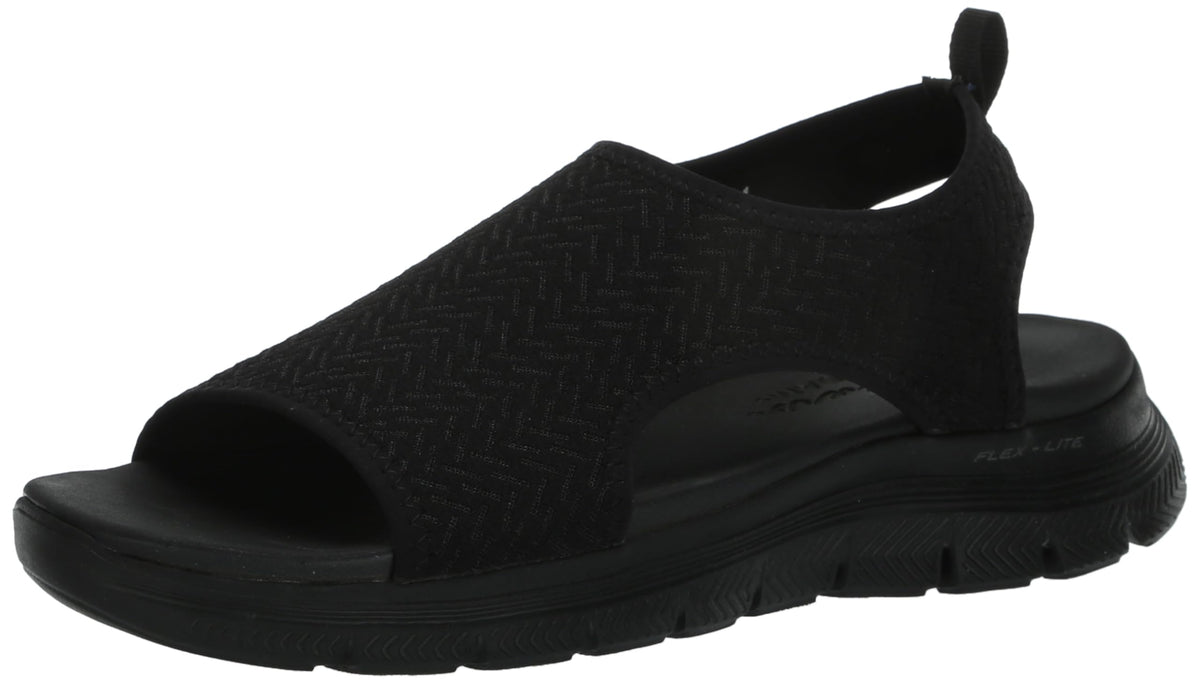 Skechers Women's Flex Appeal 4.0-Livin' in This Sport Sandal, Black/Black, 8